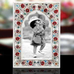 White Marbel Multi-stone Photo Frame