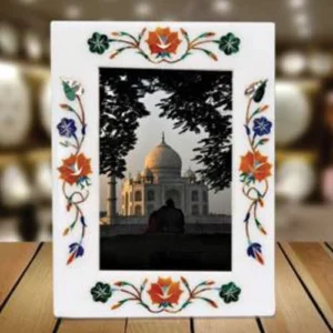 Premium White Marble Multi-stone Photoframe