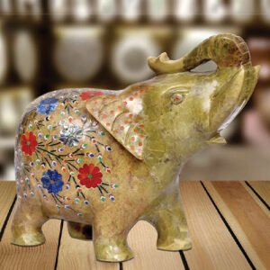 Green Tone Marble Multi-stone Elephant