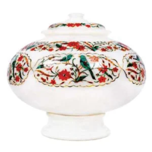 White Marble Carnelian Pot