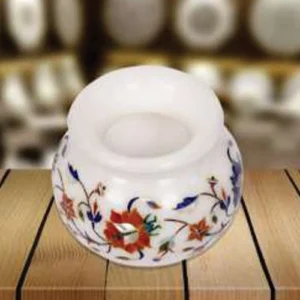 White Marble Carnelian Flower Pot