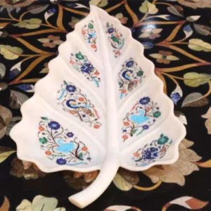 White Marble Multi Animal Leaf Plate