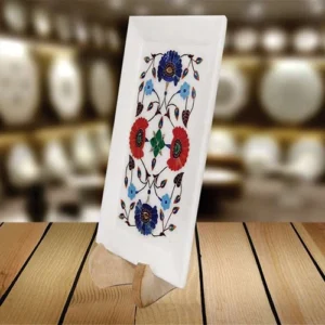 White Marble Multi-stone Flower Plate