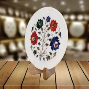 White Marble Fruit Bowl( Carnelian flower)