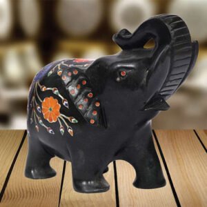 Black Onyx Marble Multi-stone Elephant