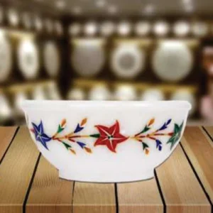 White Marble Fruit Bowl( Carnelian flower)