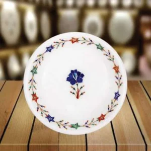 White Marble Fruit Bowl( Carnelian flower)