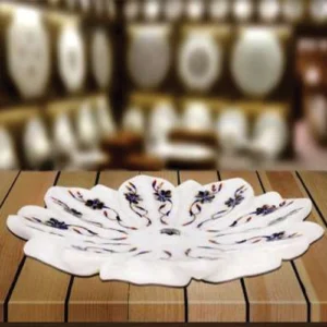 White Marble Fruit Bowl( Carnelian flower)