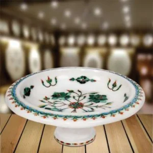 White Marble Fruit Bowl( Carnelian flower)