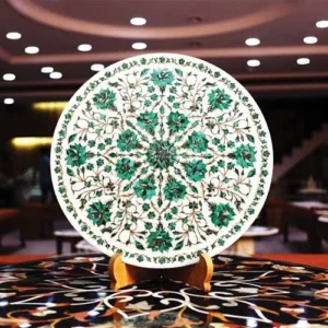 White Marble Malachite Plate