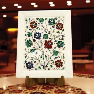 White Marble Multi Flower Serving Plate