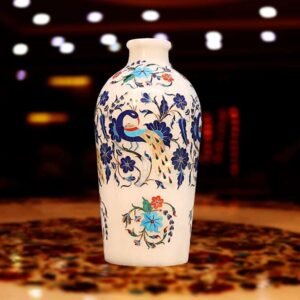White Marble Peacock Vase