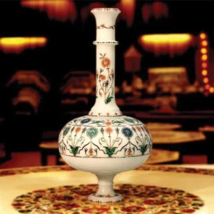 White Marble Vase with Exclusive Stone Work