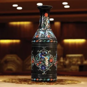 Black Onyx Marble Peacock Vase