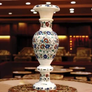 White Marble Premium Gemstones Vase