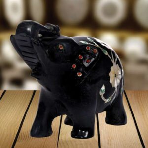 Black Onyx Marble Multi-stone Elephant 7.5cm