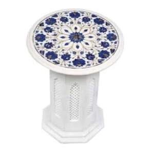White Marble Lapiz Lazuli Round Table