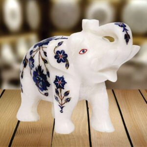 White Marble Lapis Lazuli Elephant