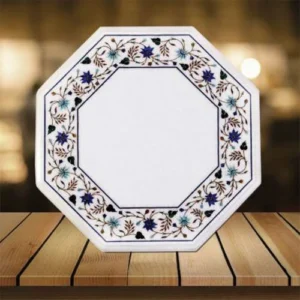 White Marble Multi-stone Octagon Table