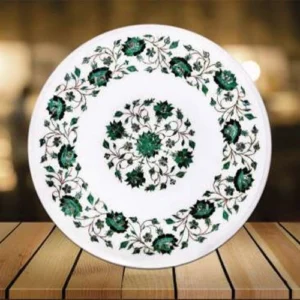 White Marble Malachite Round Table