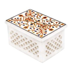 Premium White Marble Cornelian Filigree Box