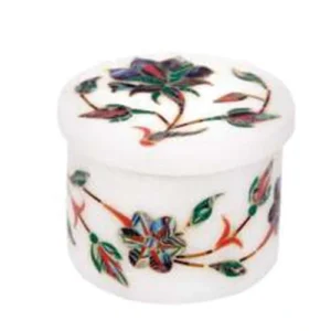 White Marble Multi-stone Box