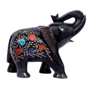 Black Onyx Marble Elephant-17cm