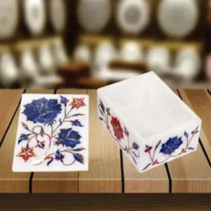 White Marble Lapis Lazuli Rectangular Box
