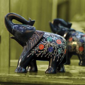 Black Onyx Marble Elephant-18cm