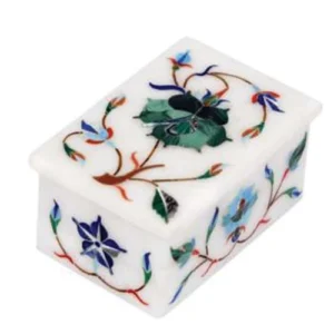 White Marble Multi-stone Jewellery Box