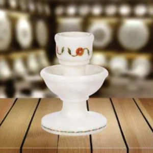 White Marble Multi-stone Candle Stand-10cm