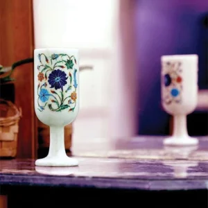 White Marble Wine Glass