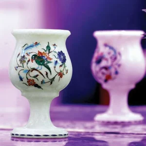White Marble Multi-stone Wine Glass
