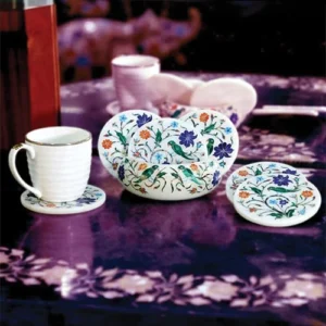 White Marble Tea Coaster Set