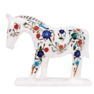 White Marble Multi-stone Horse
