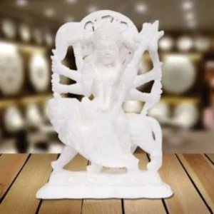White Marble Multi-stone Devi Sculpture